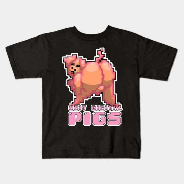 8 bit digital pigs Kids T-Shirt by yayzus